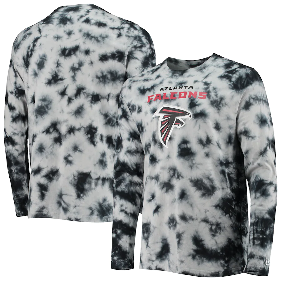 Men's Atlanta Falcons New Era Black Tie-Dye Long Sleeve T-Shirt