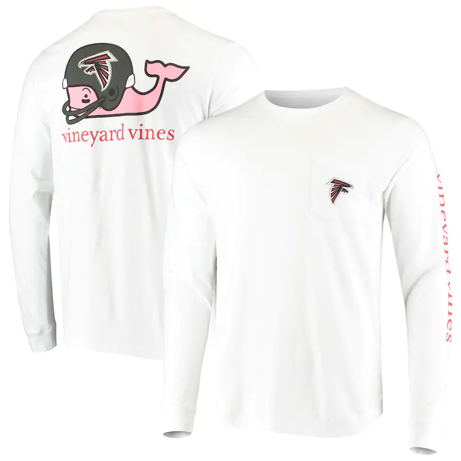 Men's Atlanta Falcons Vineyard Vines White Whale Helmet Long Sleeve T-Shirt